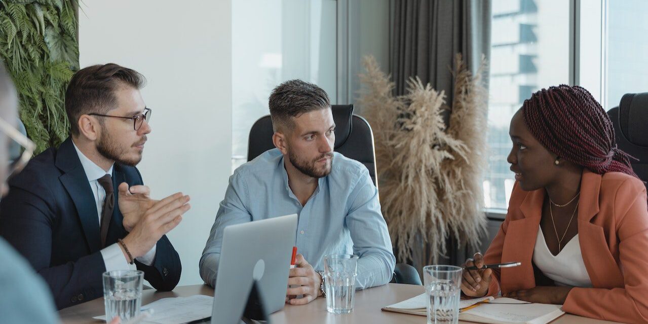 Group of people having a discussion